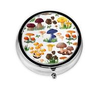 Japanese Painting MushroomMeta Pill Box 3 Compartment Medicine Case,Portable Organizer