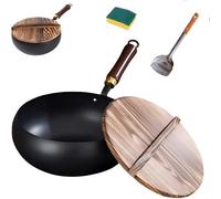 Japanese Pan,Uncoated Thick Iron Pot | Uncoated Thick Pot Hand-Forged Non-Stick for Home Kitchen Camping Restaurants(Φ20cm)