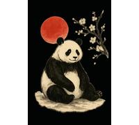 Japanese Panda Dot Grid Notebook - Sumi-e Style Art with Red Sun and Cherry Blossoms, Symbol of Harmony: 120 Dot Grid Pages, 6x9, Minimalist Japanese ... Journal for Writing, Drawing, Bullet Notes