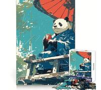 Japanese Panda Kimono Jigsaw Puzzle for Adults 1000 Pieces Serene Game DownTime Game Pattern Build Xmas Gift (38x52cm)
