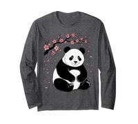 Japanese Panda Sakura Cherry Blossoms Sumi-e Art Long Sleeve T-Shirt