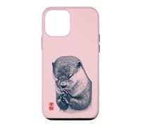Japanese Peace Otter Illustration with Red Kanji Case for iPhone 12 mini
