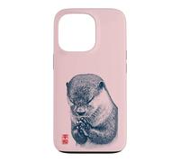Japanese Peace Otter Illustration with Red Kanji Case for iPhone 13 Pro