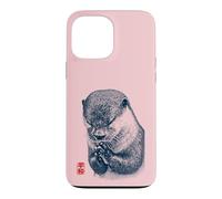 Japanese Peace Otter Illustration with Red Kanji Case for iPhone 13 Pro Max
