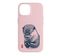 Japanese Peace Otter Illustration with Red Kanji Case for iPhone 14