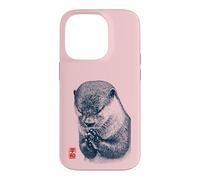 Japanese Peace Otter Illustration with Red Kanji Case for iPhone 14 Pro