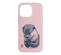 Japanese Peace Otter Illustration with Red Kanji Case for iPhone 14 Pro Max