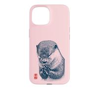 Japanese Peace Otter Illustration with Red Kanji Case for iPhone 15