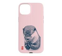 Japanese Peace Otter Illustration with Red Kanji Case for iPhone 15 Plus
