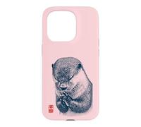 Japanese Peace Otter Illustration with Red Kanji Case for iPhone 15 Pro