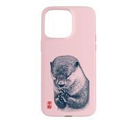 Japanese Peace Otter Illustration with Red Kanji Case for iPhone 15 Pro Max
