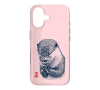 Japanese Peace Otter Illustration with Red Kanji Case for iPhone 17