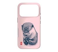 Japanese Peace Otter Illustration with Red Kanji Case for iPhone 17 Pro