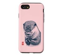 Japanese Peace Otter Illustration with Red Kanji Case for iPhone SE (2020) / 7/8