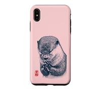 Japanese Peace Otter Illustration with Red Kanji Case for iPhone XS Max