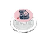 Japanese Peace Otter Illustration with Red Kanji PopSockets PopGrip for MagSafe