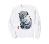 Japanese Peace Otter Illustration with Red Kanji Sweatshirt