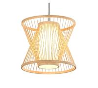 Japanese Pendant Hand Made Rural Chandeliers Bedroom Decoration 1 Light Hanging Lamp for Kitchen Island,Bar,Coffee Shop Brown(Natural Wood Color,35CM)