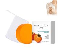 Japanese Persimmon Soap for Old People Smell, Persimmon Soap Bars for Body Odor with Foaming Net, Deodorizing Soaps with Green Tea Extract, Nourishing & Gentle Cleansing Suitable for All Skin Types