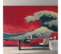 Japanese Photo Wallpaper, Asian Oriental Ocean Wave Wallpaper Mural, 300x210cm Wall Paper for Bedroom Living Room, Non-Woven Wall Mural Room Decor EL&D69