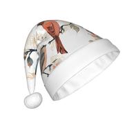 Japanese Pine & Birds -Print Adult Plush Christmas Hat Santa Style Pom-Pom, Warm Soft Holiday Headwear For Parties Christmas Celebration.