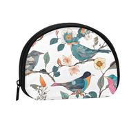 (Japanese Pine & Birds) Small Coin Purse Mini Wallet Zipper Coin Pouch Change Purse For Women Men, Portable Makeup Bags Cosmetic Pouch, Black, One Size, Casual
