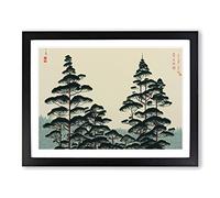 Japanese Pine Tree Forest Framed Print | A3 Black Framed Wall Art | Ready to Hang | Asian Floral Picture | Living Room Bedroom Lounge Office