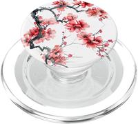 Japanese Pink Cherry Blossom Sakura Flower White Blackground PopSockets PopGrip for MagSafe