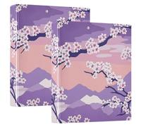 Japanese Pink Cherry Blossoms One and A Half Inch Binders 3 Ringing with Clipboard 1/2 Pack Office Binder Supplies 200 Sheets