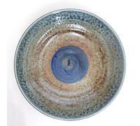 Japanese Porcelain 9.1 Inches in Diameter, Seien Blue Flame Serving Bowl for Pasta, Noodles, or Salad, Mino Ware Made in Japan M51411