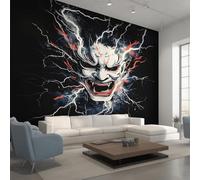 Japanese Prajna Wallpaper for Living Room, Lightning Asian Oriental Wall Mural for Bedroom, Non-Woven Photo Wallpaper Home Decor 200X140cm, Wall Decoration D21