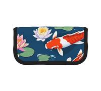 Japanese Pretty Koi Fish Large Capacity Canvas Pencil Case, Sturdy and Durable, Easy to Store in an Orderly Manner