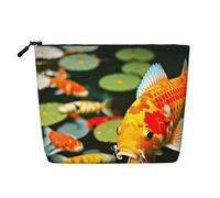 Japanese Pretty Koi Fish Print Cute Waterproof Makeup Bag for Women Zipper Travel Toiletry Pouch