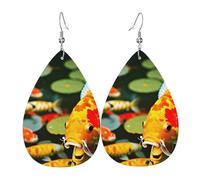 Japanese Pretty Koi Fish Print Double-Sided Drop Earrings, Accessories,Dangle Earrings For Women All Occasions
