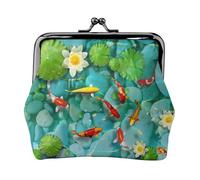 Japanese Pretty Koi Fish Print Practicality Coin Purse Cute Mini Coin Pouch for Women (4.52 x 4.13in) Exquisite, Black, One Size