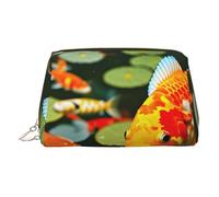 Japanese Pretty Koi Fish Print Small Portable Makeup Bag for Women, with 3 Inner Pockets for Travel Daily Use