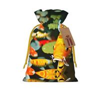 Japanese Pretty Koi Fish Print Stylish Drawstring Pouches,Reusable Drawstring Gift Bags,Perfect For Holiday And Party