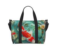 Japanese Pretty Koi Fish Print Travel Duffel Bag, Lightweight Water-Resistant Weekender Spacious Gym & Travel Bag for Men, Women & Teens