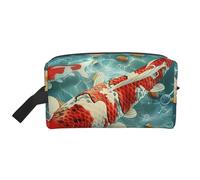 Japanese Pretty Koi Fishs Printed Cosmetic Case with Handle, Lightweight Compact Storage for Makeup, Toiletries & Gadgets, Make up Organiser for Travel, School, Work