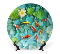 Japanese Pretty Koifishes Print Decorative Plates Ceramic Bone China Dinner Plate Ornaments Art for Kitchen Bedroom Decor 10inch
