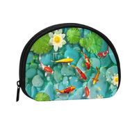 Japanese Pretty Red Carp Fish Print Printed Mini Coin Purse with Zipper â€“ Small Wallet for Women & Men, Compact Travel Money Organizer