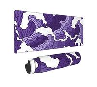 Japanese Purple Wave Large Mouse Pad XL Extended Gaming Mouse Pad Mat Desk Pad with Stitched Edge,Full Desk Mousepad for Office,Computer,Keyboard 31.5 X 11.8 Inch (Japanese Purple White Wave)