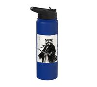 Japanese Raccoon Samurai Warrior Anime Sumi-e Ink Graphic Stainless Steel Insulated Water Bottle