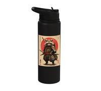 Japanese Raccoon Woodblock Art Aesthetic Ukiyo-e Retro Stainless Steel Insulated Water Bottle