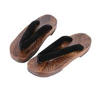 Japanese raditional Wooden Clogs Slippers,Flip Flop Two-Teeth Japanese Traditional Round Toe Unisex Slipper Comfortable Non-Slip Flat Shoes Indoor and Outdoor Sandals(Size:EU 46,Color:Black)