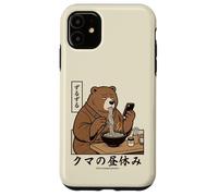 Japanese Ramen Bear Retro 70s Manga Style Slurping Soup Case for iPhone 11
