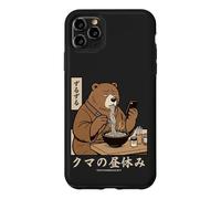 Japanese Ramen Bear Retro 70s Manga Style Slurping Soup Case for iPhone 11 Pro Max