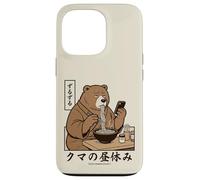 Japanese Ramen Bear Retro 70s Manga Style Slurping Soup Case for iPhone 13 Pro
