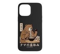 Japanese Ramen Bear Retro 70s Manga Style Slurping Soup Case for iPhone 13 Pro Max