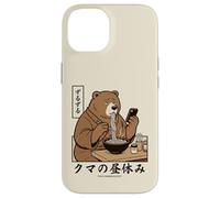 Japanese Ramen Bear Retro 70s Manga Style Slurping Soup Case for iPhone 14